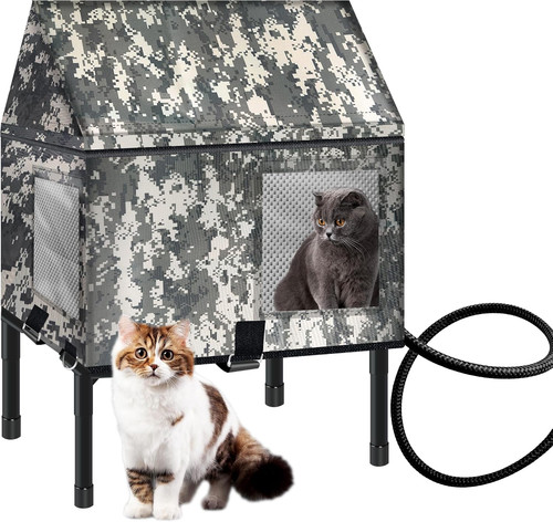 Heated outdoor cat house - heated, in