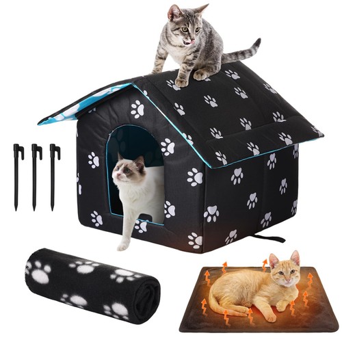Heated outdoor cat house - heated,